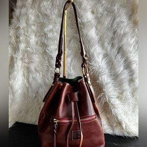 Dooney & Bourke Chestnut Leather Drawstring Shoulder Bag